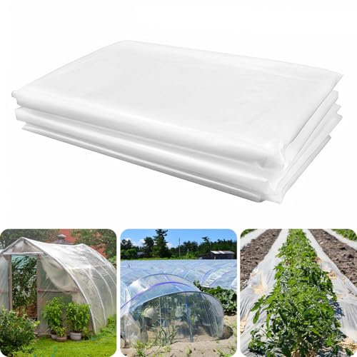 Plastico Invernadero, 2 x 10 Metros Plastico para Invernadero, Transparente Plástico Invernadero, Reutilizable Invernadero Plastico Adecuado para Jardinería y Agricultura