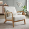 Sicaan Fauteuil Salon Scandinave et Vintage | Marie, L.65 x P.84 x H.74 cm, Revêtement Bouclette Cadre en Bois d'hévéa, Cozy et Robuste pour Salon, Chambre, Blanc, Coussin Inclus