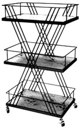 Multi Layer Kitchen Island Cart with Wheels and Storage Basket Black