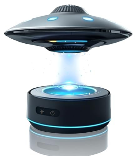 Magnetic Levitating Bluetooth Speaker UFO Shape with LED Lights, Wireless Charging, 360° Stereo Sound, Portable Floating Speaker for Home Decor, Desk Gadget, Tech Gifts