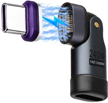 240W USB C to USB C Magnetic Adapter, 16Pin Type C Magnetic Adapter 48V 5A Fast Charging Converter 180° Rotatable Type C Male to Female Converter for Galaxy S24 S23 Phone 15 Pro MacBook Laptop Tablet