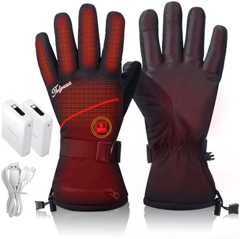 Beheizbare Handschuhe für Herren Damen Touchscreen Wasserdicht mit 7.4V 5500mAh Akku,Frauen beheizt Heiz Handschuhe USB-C Elektrisch Wiederaufladbar Männer Wärmehandschuhe Winddicht Arbeiten im Freien
