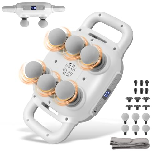 6 Head Massage Gun Deep Tissue Electric Percussion Fascia Guns with 50 Speeds Adjustable & 8 Modes 18 Massage Heads & 1 Waist Belt,Massager for Full Body Muscle Pain Relief