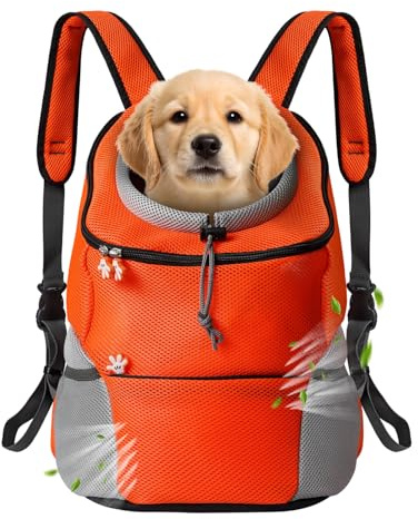 Bojury Hundetrage-Rucksack, Welpentragetasche mit Entrinnen-sicherem Reißverschluss, Atmungsaktiver Hundetransportrucksack für Reisen, Outdoor-Aktivitäten und Wandern Atmungsaktiv für 6-8kg Hunde