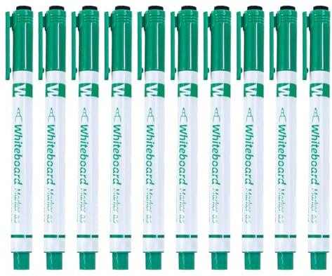 dzqad Whiteboard-Marker – 10 trocken abwischbare Filzstifte mit Radiergummi, Filzset mit feiner Spitze 0,5 mm – für Klassenzimmer-Whiteboard, Kalender, Kindergarten und Lehrerzeichnung