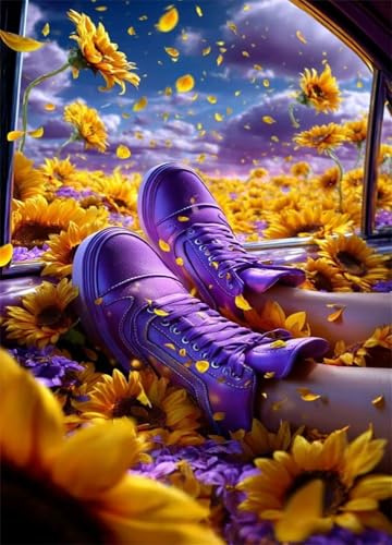 Puzzle 300 Teile Erwachsen Sonnenblume Schuhe Klassisches Puzzles Impossible Herausforderndes Rätsel Puzzle für Familie Freunde 40 x 28 cm