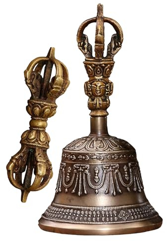 Mini-tibetisches Glocken-Set – Buddhistische Klangschale Dorje Vajra, Handgefertigtes Dharma-Objekt | Handglocken, Musikinstrumente Für Zuhause, Tempel, Küche, Weihnachten, Meditation, Yoga, Achtsamke