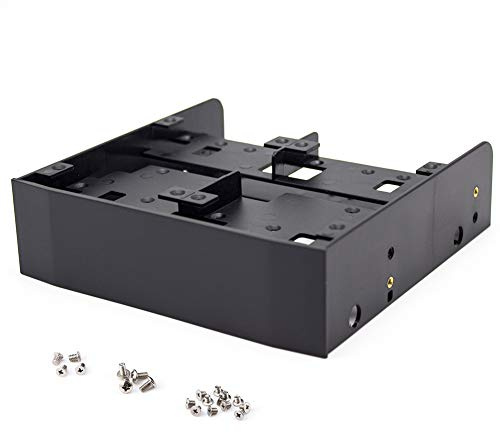 Ticfox 2,5 3,5 HDD SSD a 5,25 Disquetera Soporte de Montaje para Ordenador Adaptador de plástico para actualización de Carcasa de PC MR-8802 Negro