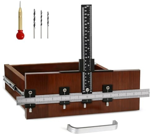 Cabinet Hardware Jig, Cabinet Handle Jig with Center Punch and Drill Bits