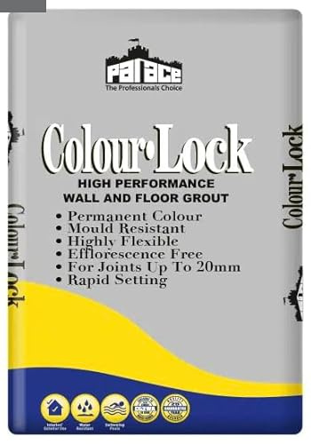 PALACE Colour-Lock Tile Grout, Midnight Black, 3kg, Mould-Resistant, Water-Repellent, for Wall & Floor Tiles