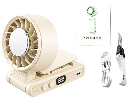 Tragbarer Ventilator, 5 Geschwindigkeitsstufen mit digitalem LED-Display, wiederaufladbares Gerät für den Außenbereich, kompakter Ventilator leise für Gürtel, Reisen, Sommer, Camping, Sport
