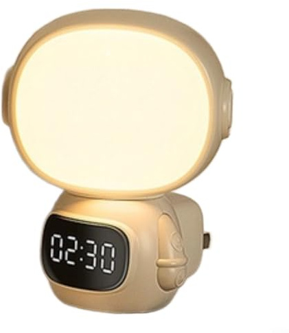 Alanmoship Astronauten-Nachtlicht mit Fernbedienung und Timer, wiederaufladbare LED-Lampe mit Uhranzeige, 3 Farbmodi für Kinderzimmer, Schlafzimmer, weißes ABS, 8,6 x 6,7 x 10,9 cm (2)