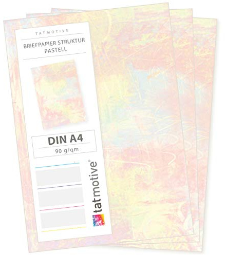 TATMOTIVE Briefpapier Pastell Aquarell bunt beidseitig A4 90g 500 Blatt | Schönes Briefpapier beidseitig bedruckt
