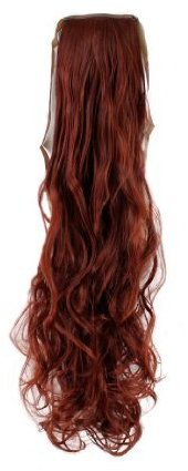 WIG ME UP - YZF-1094HT-35 Haarteil Zopf Rot wellig 63cm mit Band/Bändchen und Klammer befestigt