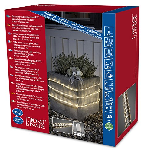 Konstsmide 3744-100 Tube Lumineux Extérieur sur Pile 96 LEDs Blanc Chaud