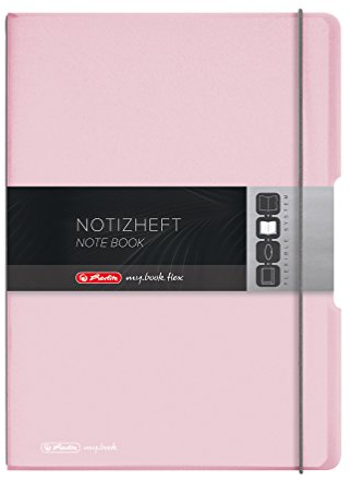 Herlitz 11408648 Notizheft (A4, PP-Wechselcover mit Verschlußgummi, 80g/m²) 80 Blatt rose-transparent