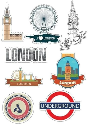 A4 Stickerbogen London, selbstklebend, Scrapbooking – E19