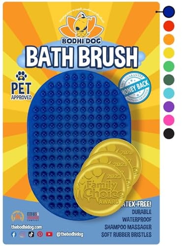 NEW Grooming Pet Shampoo Brush | Soothing Massage Rubber Bristles Curry Comb for Dogs & Cats Washing | Professional Quality