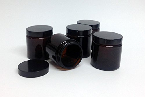 5 braune Glas-Tiegel 100ml mit schwarzem Deckel Kosmetex Kosmetik-Dose, Salbentiegel, Cremedose, 5x 100ml