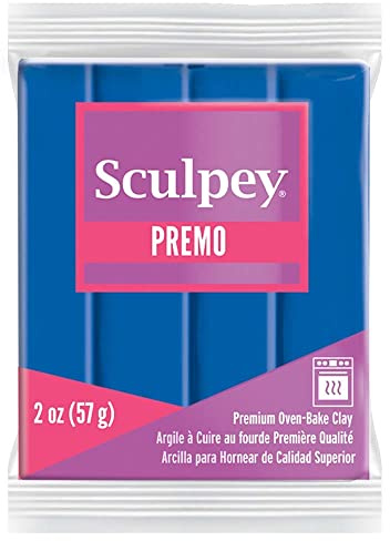 Sculpey Premo Polymer Oven-Bake Clay, Cobalt Blue, Non Toxic, 2 oz. bar, Great for jewelry making, holiday, DIY, mixed media and home décor projects. Premium clay Great for clayers and artists.