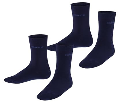 ESPRIT Unisex Kinder Socken Foot Logo Multipack K So Baumwolle einfarbig 2 Paar, Blau Marine 6120, 31-34