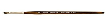 Silver Brush Limited Monza Short Filbert Oil and Acrylic Brush, Size 0 | Short Handle, Fine Point Stiff Synthetic Mongoose Bristle, Soft-Edged Strokes, Superb Paint Absorbency, Tabletop Painting