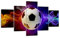 ARTTOR Bilder auf Leinwand Abstrakt ball flamme fußball Leinwandbild 125x70cm Wandbilder Dekoration Wohnzimmer Schlafzimmer Set 5 teilige Klein Wanddeko Bild Wand Kunstdruck Art Canvas EA125x70-2111