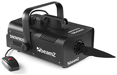 BeamZ SNOW900 Schneemaschine, 900 Watt Schnee Maschine mit Kabelfernbedienung, Snow Machine, mini Schneekanone Garten, Apres Ski Party Gadget, Winter Simulation