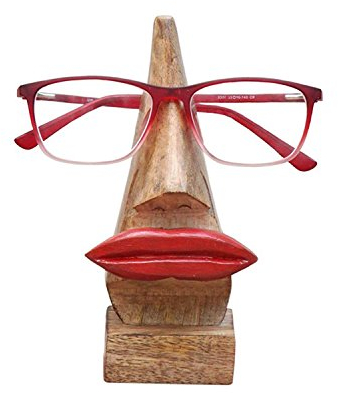 Kamla Sellers dekorativer Holz-Brillenhalter, Heimdekoration, Aufsteller, Ständer, Schreibtisch-Dekoration, holz, Rote Lippen, Braun