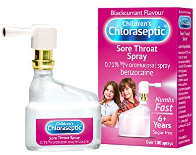 Children's Chloraseptic Anaesthetic Sore Throat Spray, Blackcurrant Flavour, Fast Acting Relief for Sore Throat Pain, 15 ml (Pack of 3)