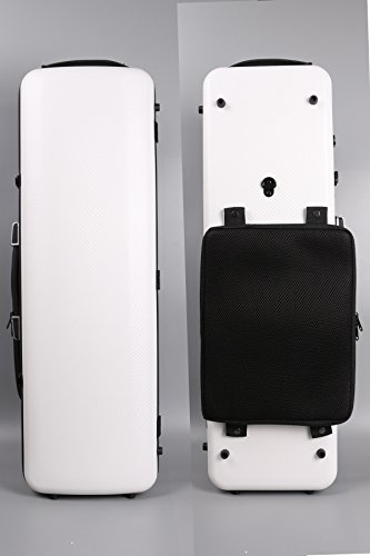 yinfente Custodia per violino 4/4 Full Size in fibra di carbonio oblunga 4/4 Custodia per violino con borsa per spartiti musicali, cinturino posteriore regolabile, igrometro leggero e portatile