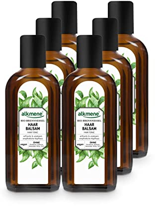 alkmene Haarbalsam mit Bio Brennnessel - Haarwasser mit Provitamin B5 für empfindliche Kopfhaut & feines Haar - Haarpflege vegan ohne Silikon, Parabene, Mineralöl, SLS & SLES im 6er Pack (6x 250 ml)