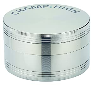 CHAMP HIGH 19682 Maxi Grinder - Lijadora de tabaco y hierbas (4 piezas, dientes de diamante, con raspador, metal)