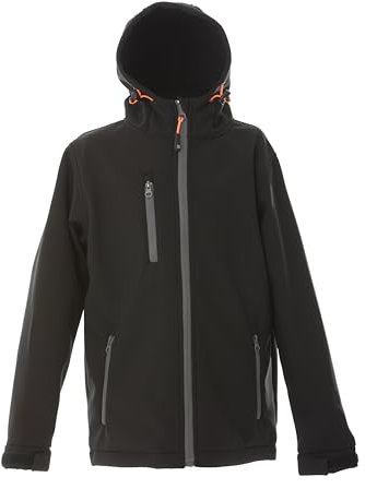 JRC 992212 Innsbruck Boy Giubbino in Softshell Bambino Misto Poliestere Impermeabile Interno in Pile Cappuccio Chiusura con Zip Nero (S)