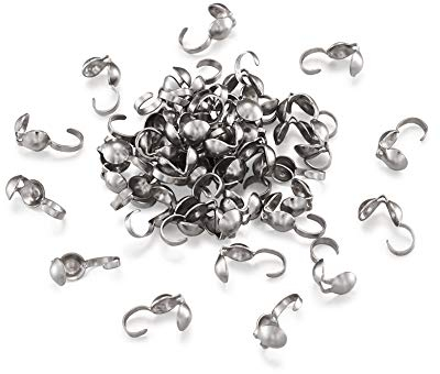 Pandahall 60 Stück Edelstahl-Kalotten-Kappen für Knoten und Quetsch-Schmuckherstellung