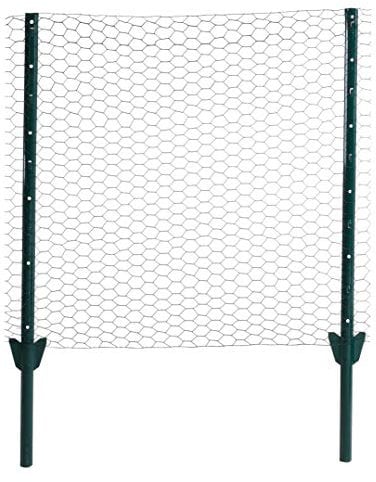 ESTEXO Zaun-Set Komplett-Set Sechseckgeflecht Zaun Draht Hasendraht Drahtzaun Drahtgeflecht 6eck Gartenzaun Drahtgitter mit Pfosten (Grün / 25 mm / 0,75 x 25 m)