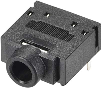 sourcing map 3.5mm Headphone Jack Female Audio Socket Connector Stereo 5 Pins Plastic PCB Mount Black 24pcs