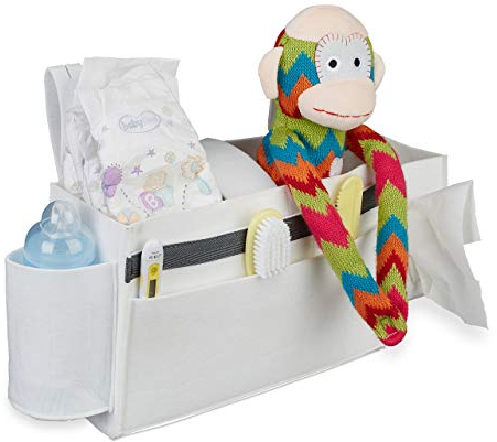 Relaxdays Betttasche Hochbett, 8 Fächer, Baby-& Pflegebett, Filz Bett Organizer zum Anhängen HBT 23 x 43 x 11 cm, weiß