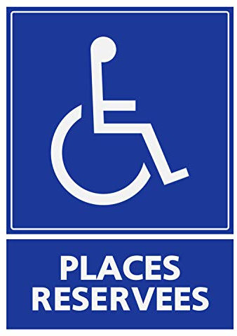 Panneau PVC Handicapé - Personne à mobilité réduite parking handicapés places réservées 12x16cm épaisseur 5mm