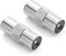 Ancable - Adattatore coassiale per antenna TV da maschio a maschio, 2 pezzi, adattatore coassiale per antenna RF per connettore coassiale da maschio a maschio, per cavo TV, cavo coassiale