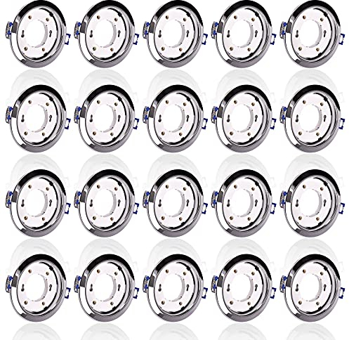 20x SET Einbaustrahler für 230V chrom rund Einbau Spots Decken Strahler Leuchte Spots Deckenleuchte Lampe Einbauleuchte Einbaurahmen GX61 CH