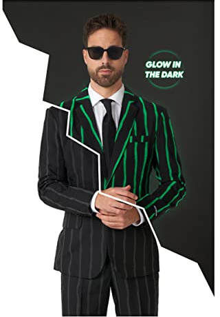 Suitmeister Men's Costume - Halloween Glow in The Dark Slim Fit - Black