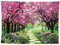 izielad Frühlings Garten Rosa Blumen Baum Kirschblüten Wandbehang Tapisserie für Schlafzimmer Wohnzimmer Wohnheim 150X200CM 59X78.7IN
