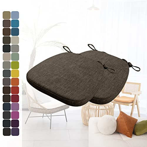 Kimgull 2er Set Stuhlkissen mit Bändern Bequeme Waschbare Rutschfestes Sitzkissen Ideal für zu Hause und Gartendekoration, viele Farben und Größen zur Auswahl (40X38X3CM Dunkelbraun)