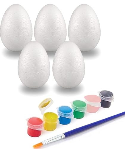 Lizzy Paint Your Own Eggs | Polystyrene Craft Foam Easter Eggs with Paint Colour and Brush Easter Egg Hunt, Arts and Crafts Decorate School Activity Gift