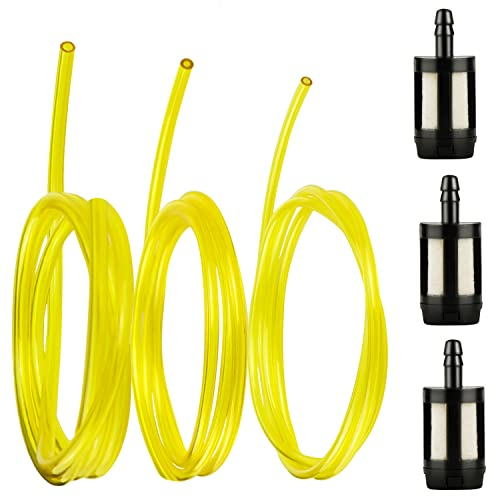 Benzinschlauch Kraftstoffschlauch Set mit 3 Universal Benzinfilter Dieselschlauch Kettensäge Ersatzteile für Motorsense Benzin Schlauch 4 Stück PVC Ölschlauch für Freischneider Rasenmäher Motorsäge