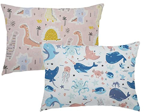 Kinder Kissenbezug 40 x 60 cm - 2er Pack Bio Baumwolle Kopfkissenbezug - Baby Kleinkind Kissen Kissenbezüge für Kinderwagen - babykissen bezug mit Umschlagverschluss