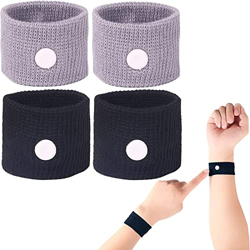 Akupressur Armband gegen Übelkeit,Befreit zuverlässig von Übelkeit Natürlich wirksam bei Schwangerschaftsübelkeit,Seekrankheit,Reiseübelkeit uvm 4pack
