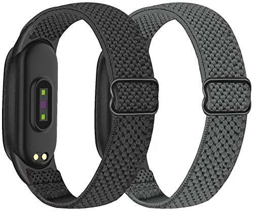 SHIJZWD Adjustable Elastic Watch Straps Compatible with Xiaomi Mi Band 7/Mi Band 6/Mi Band 5 Strap, Stretchy Nylon Sports Band Replacement Wristband for Xiaomi Mi Band 7/6/5 Men Women, 2 Pack