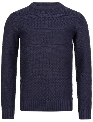 Indicode Herren Mirek Strickpullover mit Rundhals-Ausschnitt | Pullover O-Neck Pulli Männer Navy, M